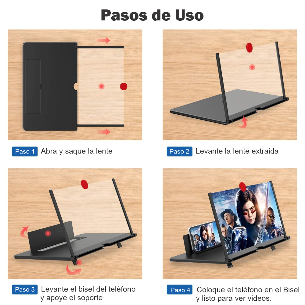 Amplificador de Pantalla 3D HD de 12” para Teléfono Móvil